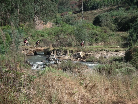 Mountain biking at a nearby river